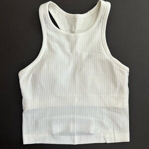 Lululemon White Cropped Racerback Tank Size 4